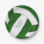 Volleyball-Geburtstagsparty grün Pappteller (Vorderseite)
