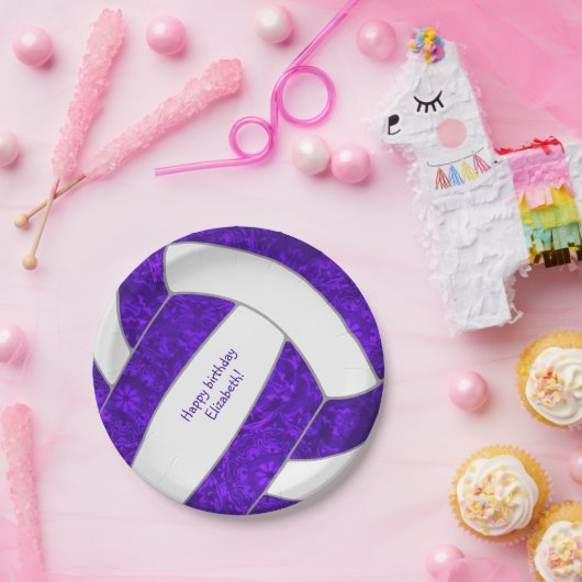 Volleyball-Geburtstagsparty lila Pappteller (Party)