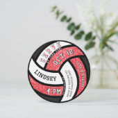 Volleyball Geburtstagsparty Roter Glitzer Einladung (Stehend Vorderseite)