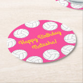 Volleyball Geburtstagsparty Runder Pappuntersetzer (Angewinkelt)