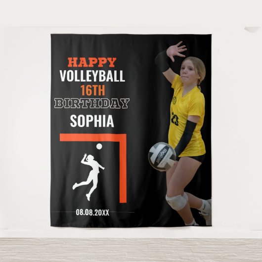 Volleyball Girl Birthday, Team Backdrops Wandteppich (Vorderseite)