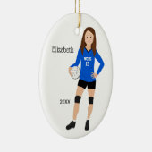 Volleyball Girl Brünett Blue und Black Keramik  Keramik Ornament (Rechts)