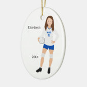 Volleyball Girl Brünett Blue & White Keramik Ornament (Links)