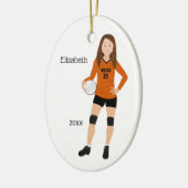 Volleyball Girl Brünett Orange & Black Keramik Ornament (Links)