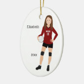 Volleyball Girl Brünett Red & Black Keramik Ornam Keramik Ornament (Links)