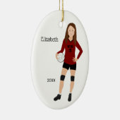 Volleyball Girl Brünett Red & Black Keramik Ornament (Rechts)