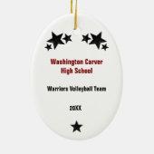 Volleyball Girl Brünett Red & Black Keramik Ornament (Hinten)