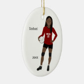 Volleyball Girl Long Black Hair Red & Black Keramik Ornament (Rechts)