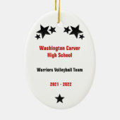 Volleyball Girl Long Black Hair Red & Black Keramik Ornament (Hinten)