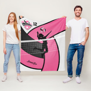 Volleyball-Girl mit DIY-Nummer - rosa Fleecedecke