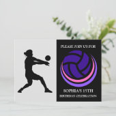 Volleyball Girl Player Geburtstagsparty Einladung (Stehend Vorderseite)