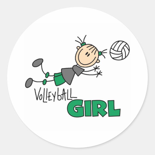 Volleyball Girl Runder Aufkleber (Vorderseite)