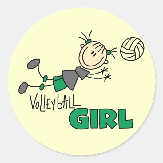 Volleyball Girl Tshirts und Geschenke Runder Aufkleber (Vorderseite)
