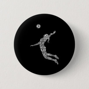 Volleyball Girl Women Youth Player Button
