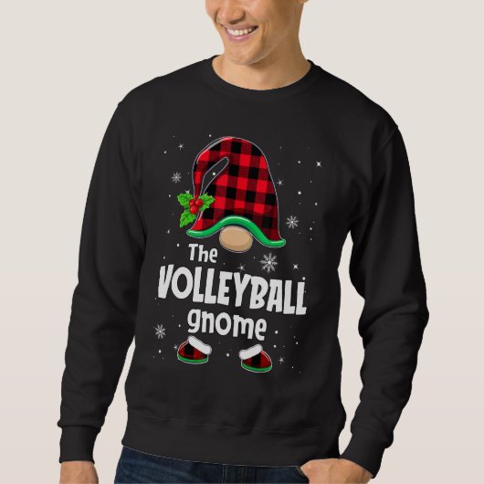 Volleyball Gnome Buffalo Plaid Christmas Matching  Sweatshirt (Vorderseite)