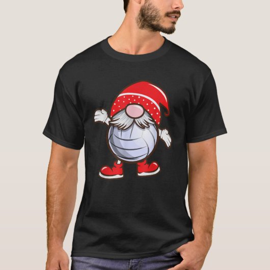 Volleyball Gnome for Christmas Funny Sports Team T-Shirt (Vorderseite)
