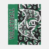 Volleyball - Grün, Schwarz und Weiß Fleecedecke (Vorderseite)