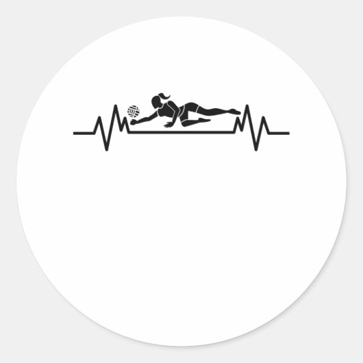 Volleyball Heartbeat Funny Volleyball Sportgeschen Runder Aufkleber (Vorderseite)