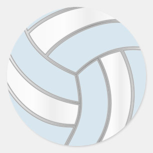 Volleyball   Hintergrundfarbe Silber, Weiß und DIC Runder Aufkleber