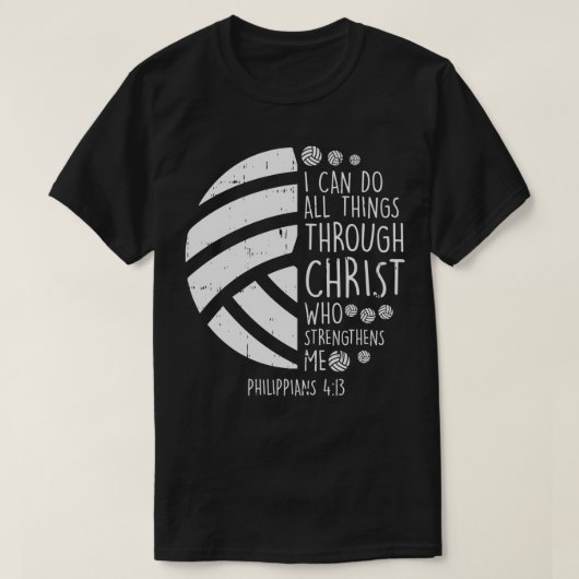 Volleyball I kann Dinge tun Bibel Verse Gott Jesus T-Shirt (Design vorne)