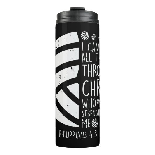 Volleyball I kann Dinge tun Bibel Verse Gott Jesus Thermosbecher (Vorderseite)