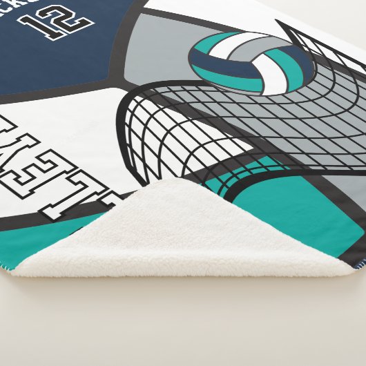 Volleyball 🏐 in Blau, Aquamarin, Grau und Weiß Sherpadecke (3/4)