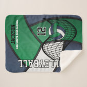 Volleyball-🏐 in Blau, Grün und Weiß Sherpadecke (Vorderseite (Horizontal))