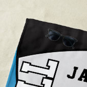 Volleyball in Blau, Schwarz und Weiß Strandtuch (Beispiel)