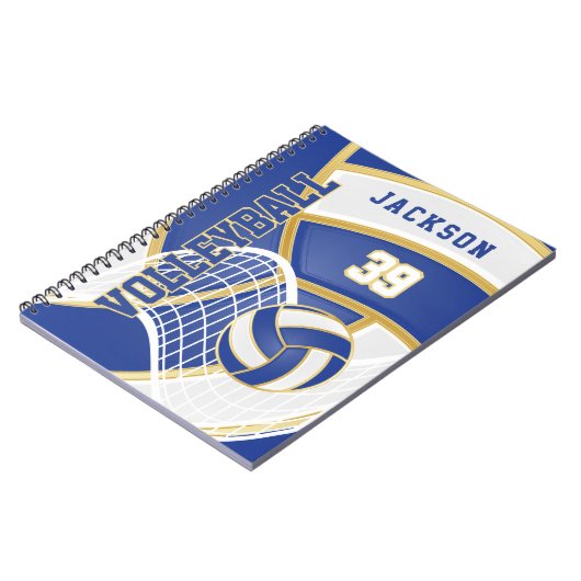 Volleyball-🏐 in Blau und Weiß Notizblock (Linke Seite)