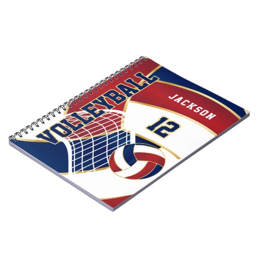Volleyball in der Marine, in Rot und Weiß Notizblock (Linke Seite)