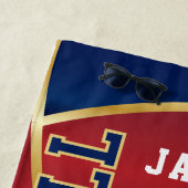 Volleyball in der Marine, in Rot und Weiß Strandtuch (Beispiel)