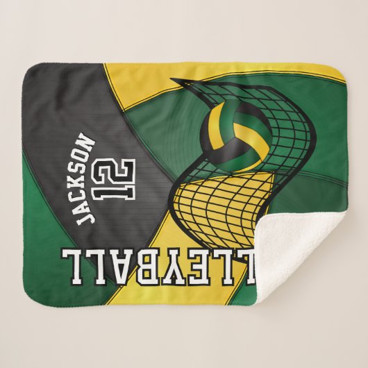 Volleyball in Dunkelgrün, Schwarz und Gold Sherpadecke (Vorderseite (Horizontal))