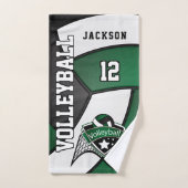 Volleyball in Dunkelgrün, Schwarz und Weiß Badhandtuch Set (Handtuch)