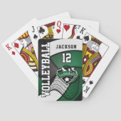 Volleyball in Dunkelgrün, Schwarz und Weiß Spielkarten (Rückseite)