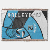 Volleyball 🏐 in einem Baby Blau, Weiß und Schwarz Decke (Vorderseite)