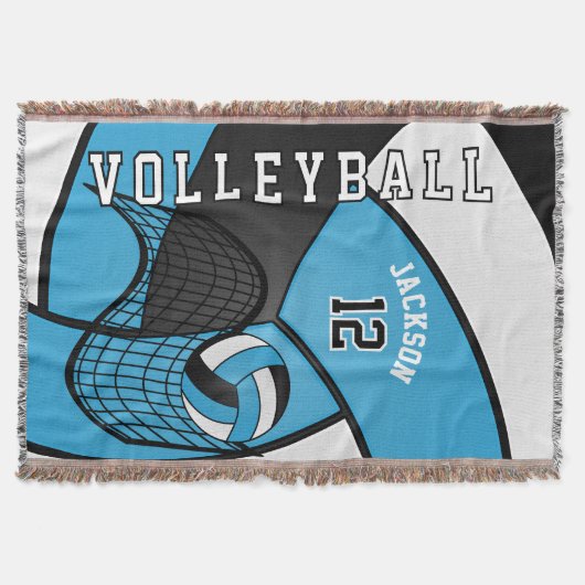 Volleyball 🏐 in einem Baby Blau, Weiß und Schwarz Decke (Vorderseite)