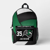 Volleyball in Grün, Weiß und Schwarz Bedruckter Rucksack (Vorderseite)
