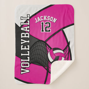 Volleyball in Hot Pink, Schwarz und Weiß Sherpadecke