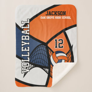 Volleyball-🏐 in Navy Blue, Orange und White Sherpadecke