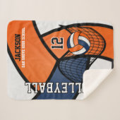 Volleyball-🏐 in Navy Blue, Orange und White Sherpadecke (Vorderseite (Horizontal))