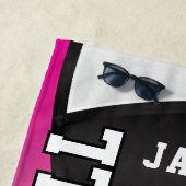 Volleyball in Rosa, Schwarz und Weiß Strandtuch (Beispiel)