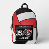 Volleyball in Rot, Weiß und Schwarz Bedruckter Rucksack (Vorderseite)