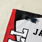 Volleyball in Rot, Weiß und Schwarz Strandtuch (Beispiel)