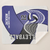 Volleyball-🏐 in Schwarz, Blau und Weiß Sherpadecke (Vorderseite (Horizontal))