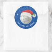 Volleyball in Weihnachtsmannmütze-Design-Aufkleber Runder Aufkleber (Tasche)