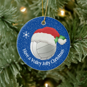 Volleyball in Weihnachtsmannmütze Design Ornament