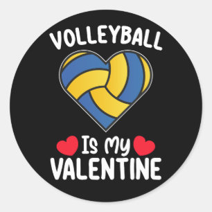 Volleyball ist mein Valentinstag Sport Runder Aufkleber