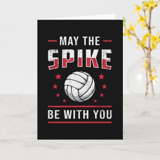 Volleyball kann der Spike mit dir sein Retro-Spiel Karte (Gelbe Blume)