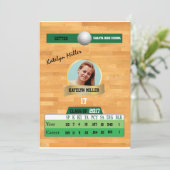 Volleyball-Karte W/ Stats Grad Einladungen - grün (Stehend Vorderseite)