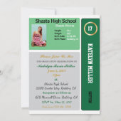 Volleyball-Karte W/ Stats Grad Einladungen - grün (Rückseite)